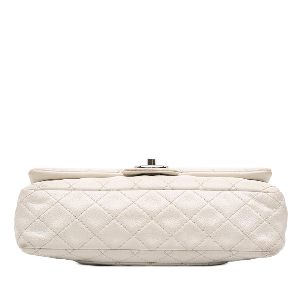 Chanel B Chanel White Caviar Leather Leather Medium Classic Caviar Double Flap Italy