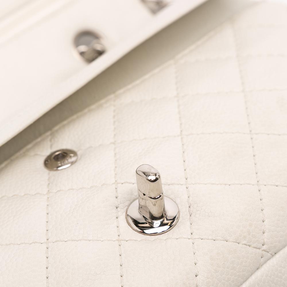 Chanel B Chanel White Caviar Leather Leather Medium Classic Caviar Double Flap Italy