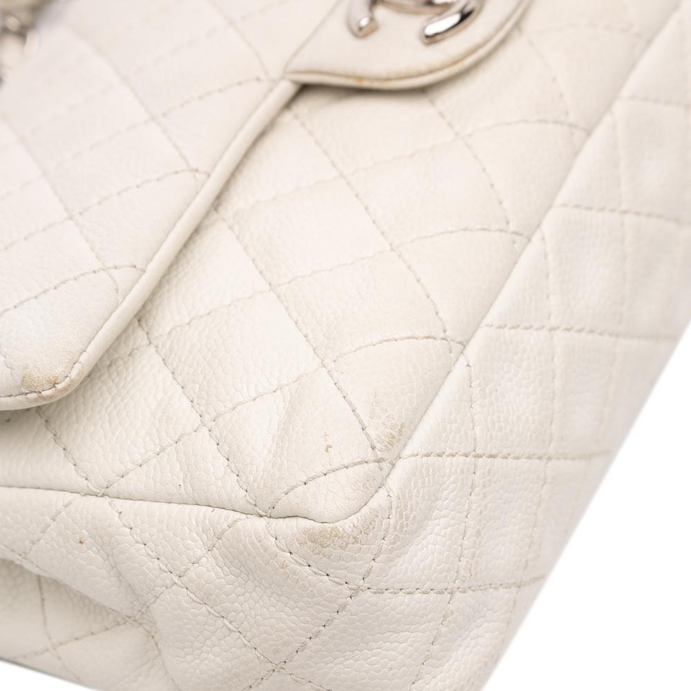 Chanel B Chanel White Caviar Leather Leather Medium Classic Caviar Double Flap Italy