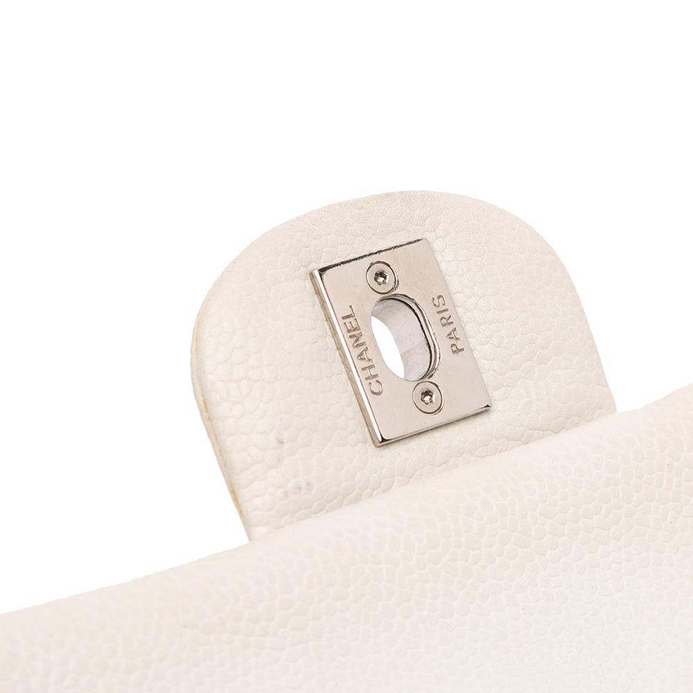 Chanel B Chanel White Caviar Leather Leather Medium Classic Caviar Double Flap Italy
