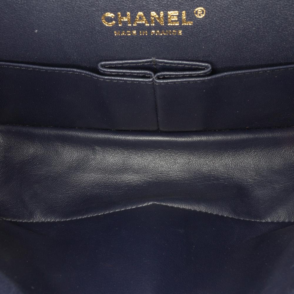 Chanel B Chanel Blue Navy with Gold Suede Leather Reissue 2.55 Quilted Double Flap 225 France