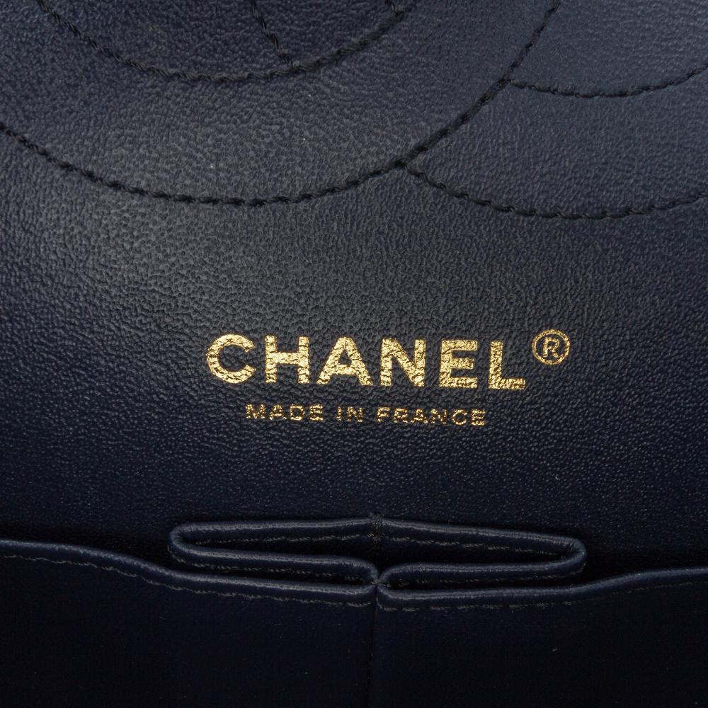 Chanel B Chanel Blue Navy with Gold Suede Leather Reissue 2.55 Quilted Double Flap 225 France