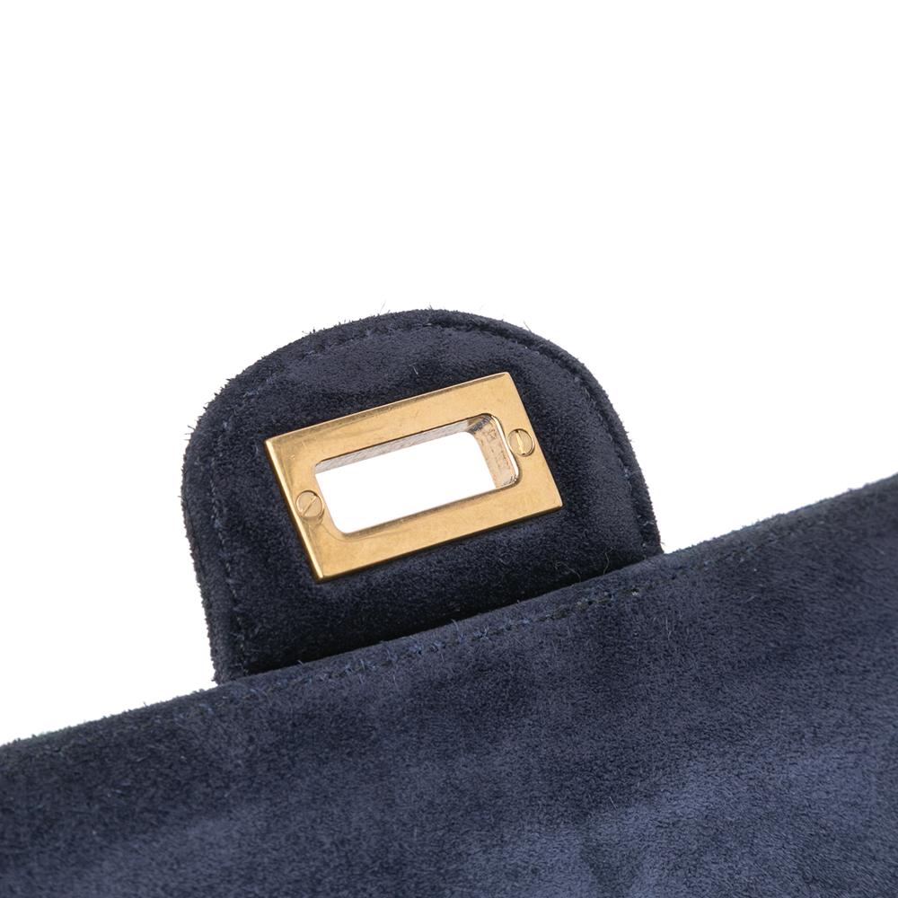 Chanel B Chanel Blue Navy with Gold Suede Leather Reissue 2.55 Quilted Double Flap 225 France