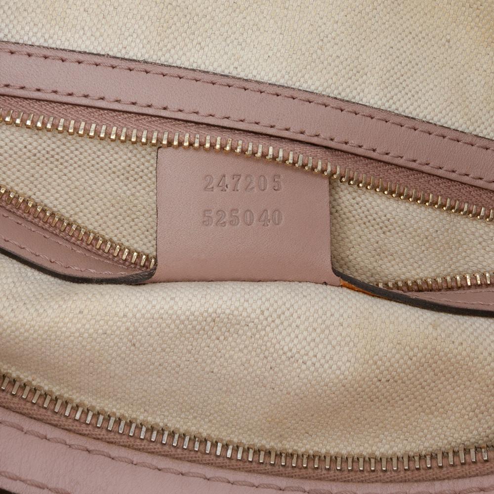 Gucci B Gucci Brown Beige with Pink Light Pink Canvas Fabric Medium GG Joy Boston Bag Italy