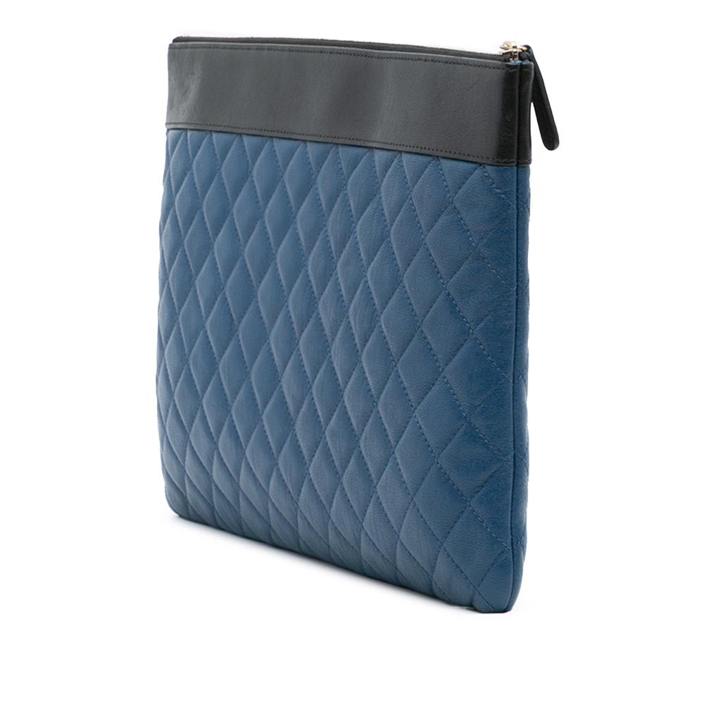 Chanel AB Chanel Blue Sheepskin Leather Leather Large Bicolor Sheepskin Mademoiselle Zip Clutch Italy