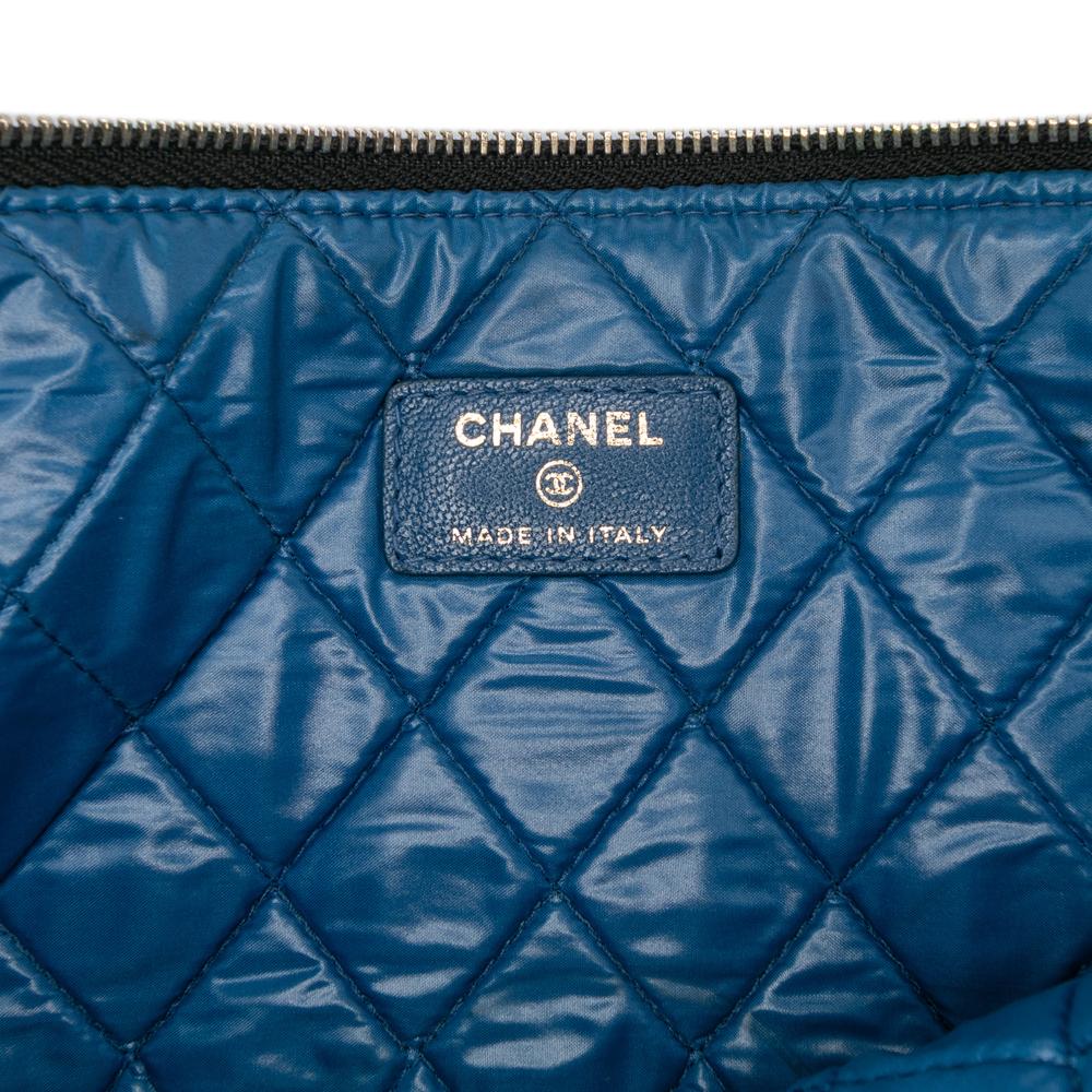 Chanel AB Chanel Blue Sheepskin Leather Leather Large Bicolor Sheepskin Mademoiselle Zip Clutch Italy