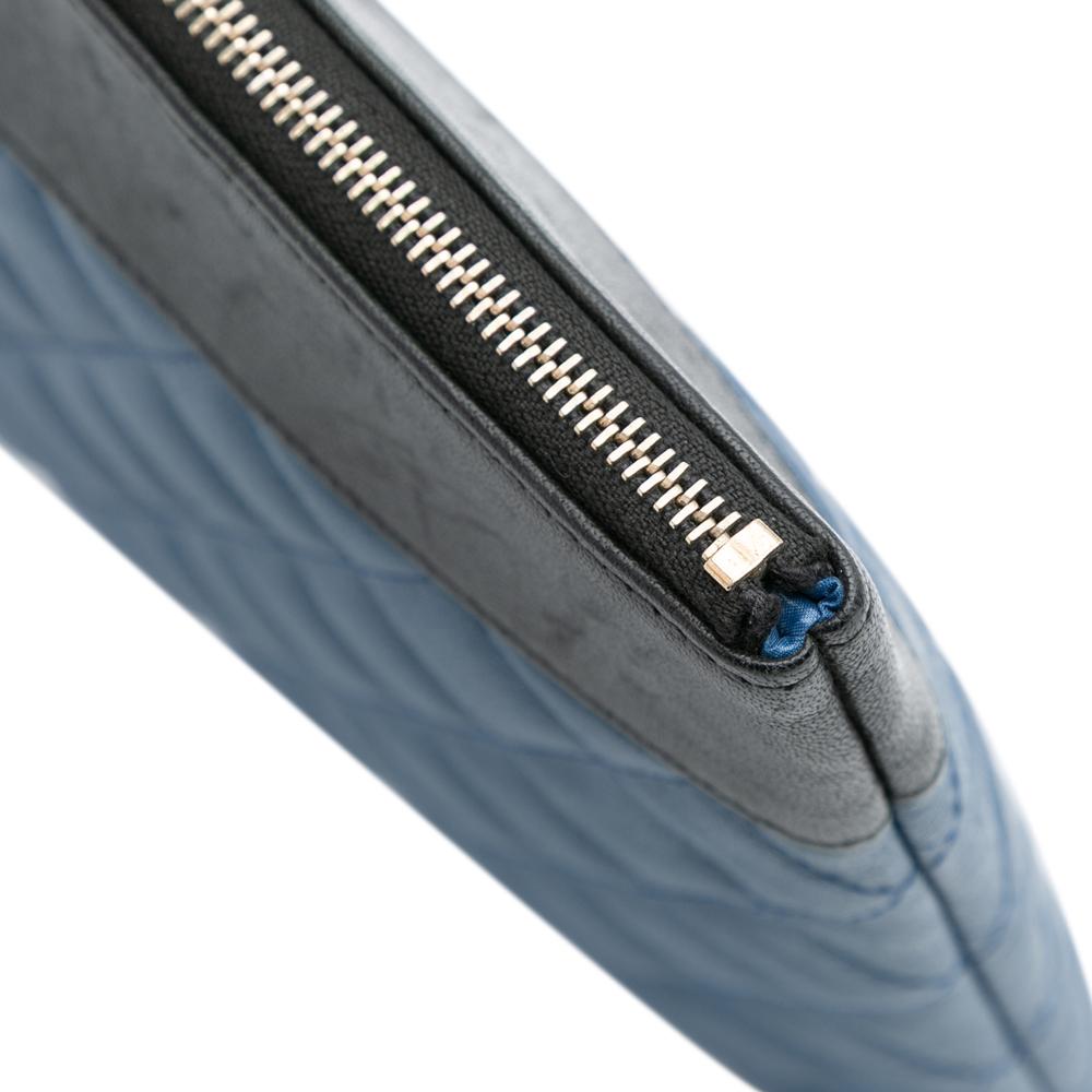 Chanel AB Chanel Blue Sheepskin Leather Leather Large Bicolor Sheepskin Mademoiselle Zip Clutch Italy