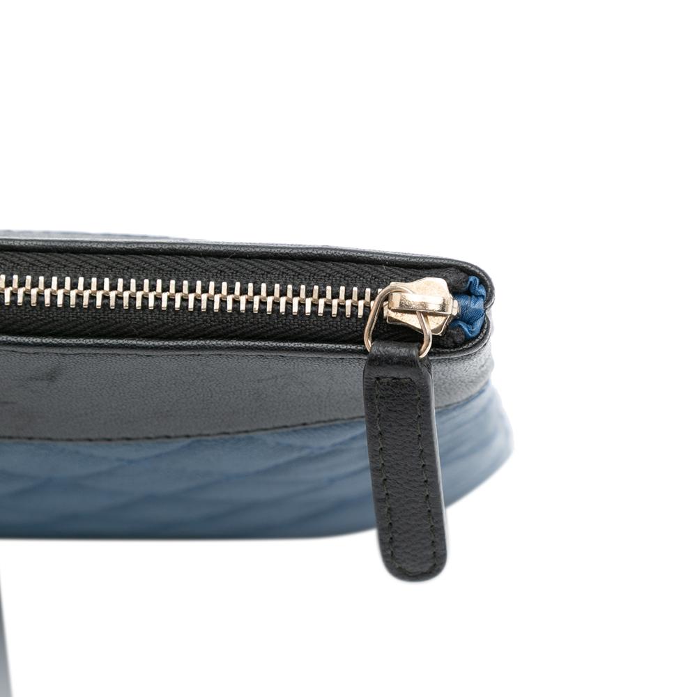 Chanel AB Chanel Blue Sheepskin Leather Leather Large Bicolor Sheepskin Mademoiselle Zip Clutch Italy