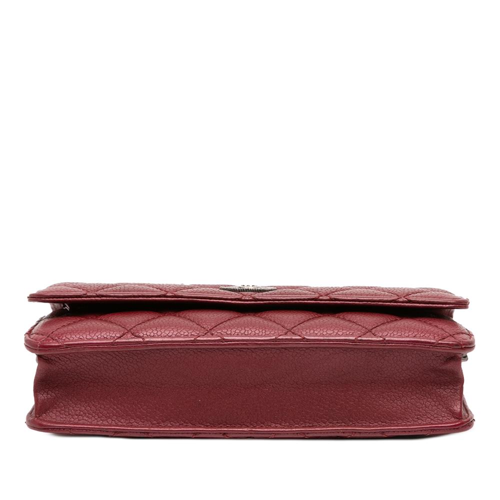 Chanel AB Chanel Red Caviar Leather Leather CC Quilted Caviar Wallet on Chain Italy