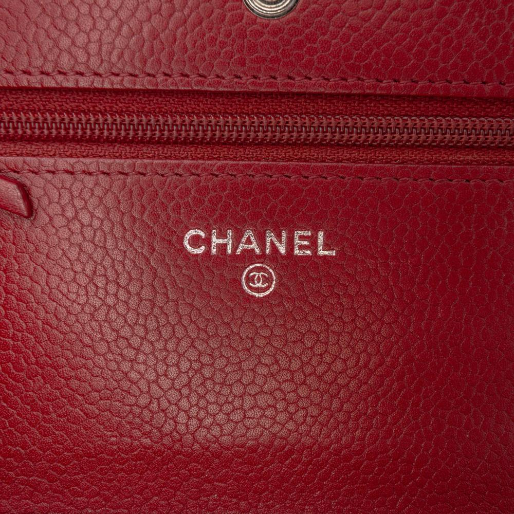 Chanel AB Chanel Red Caviar Leather Leather CC Quilted Caviar Wallet on Chain Italy