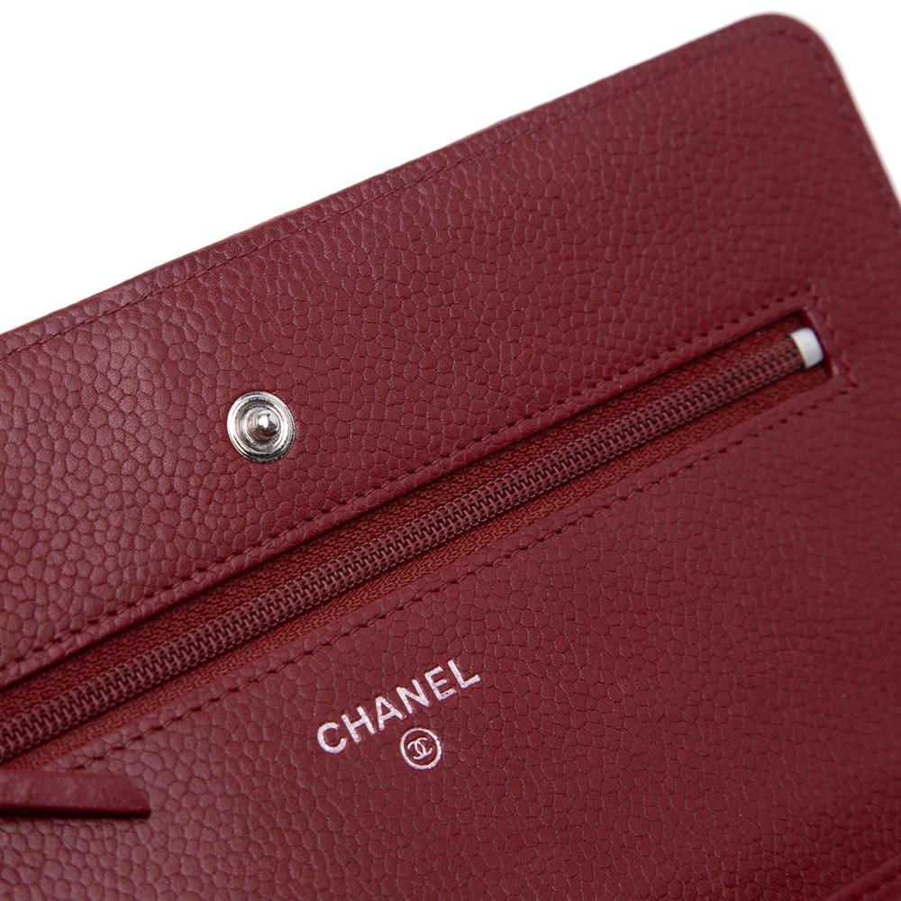 Chanel AB Chanel Red Caviar Leather Leather CC Quilted Caviar Wallet on Chain Italy