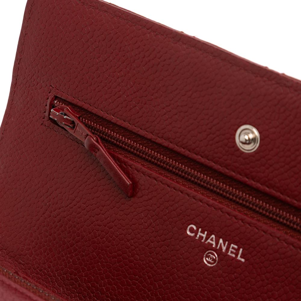 Chanel AB Chanel Red Caviar Leather Leather CC Quilted Caviar Wallet on Chain Italy