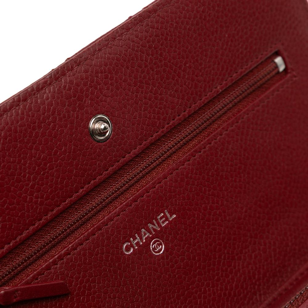 Chanel AB Chanel Red Caviar Leather Leather CC Quilted Caviar Wallet on Chain Italy