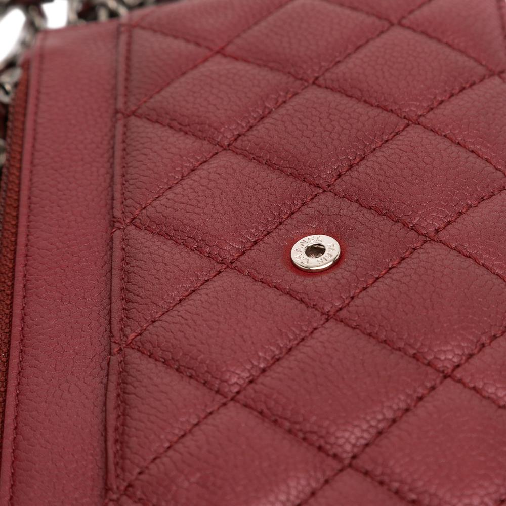 Chanel AB Chanel Red Caviar Leather Leather CC Quilted Caviar Wallet on Chain Italy