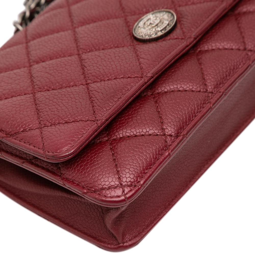 Chanel AB Chanel Red Caviar Leather Leather CC Quilted Caviar Wallet on Chain Italy