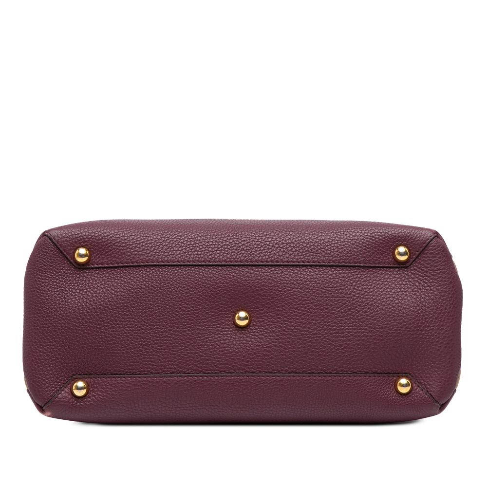 Burberry B Burberry Purple Magenta Calf Leather Medium and House Check Banner Satchel Italy