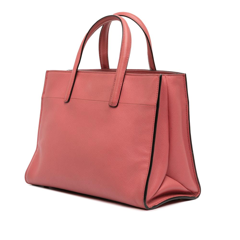 Prada B Prada Pink Saffiano Leather Soft Triple Pocket Tote Italy