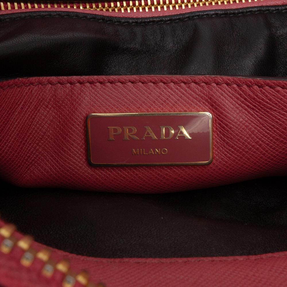 Prada B Prada Pink Saffiano Leather Soft Triple Pocket Tote Italy
