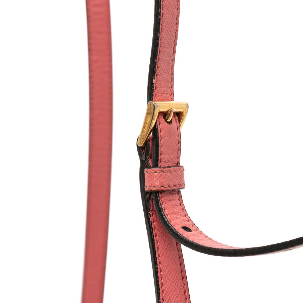 Prada B Prada Pink Saffiano Leather Soft Triple Pocket Tote Italy