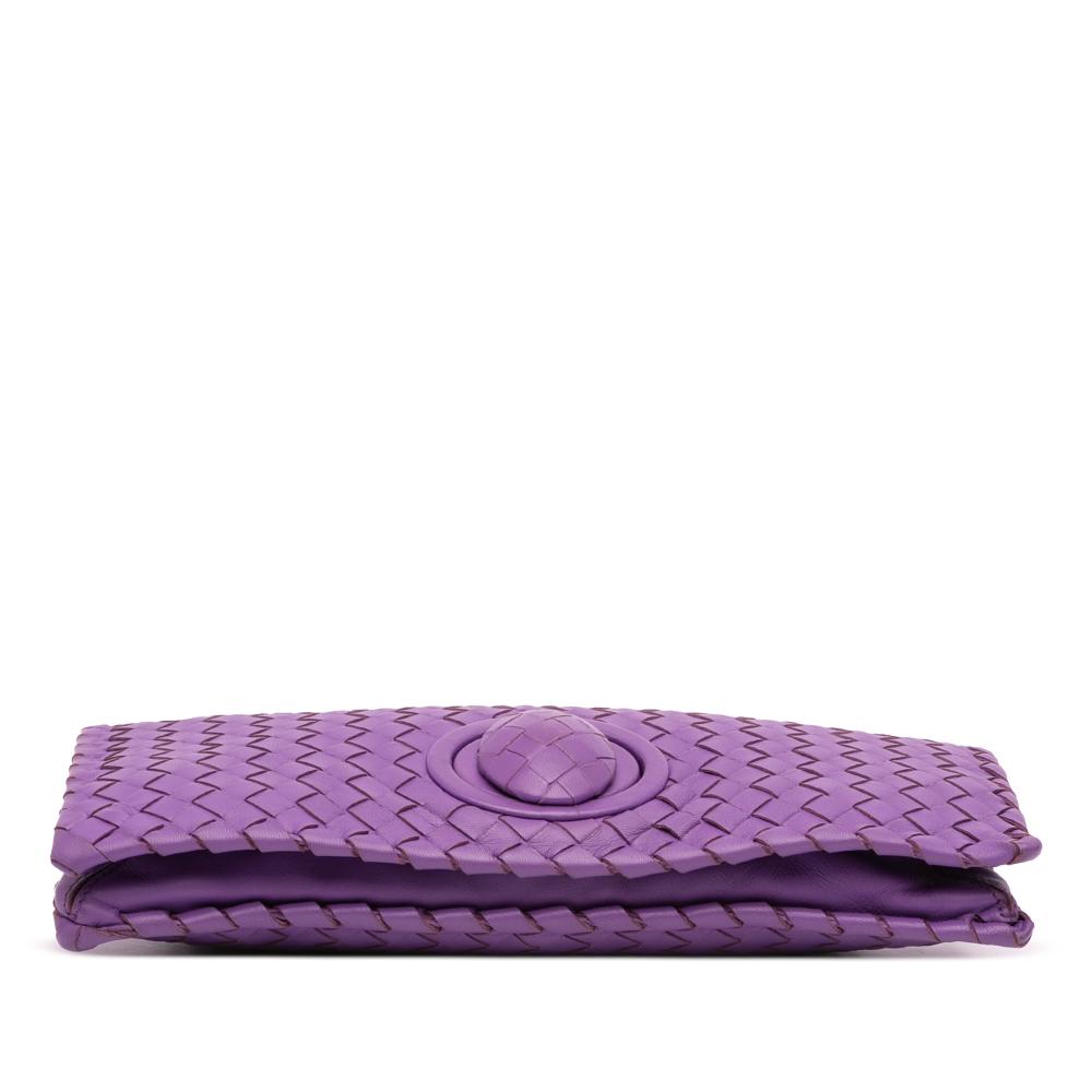 Bottega Veneta AB Bottega Veneta Purple Dark Purple Nappa Leather Leather Nappa Intrecciato Turn Lock Clutch Italy