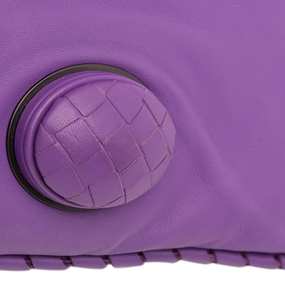 Bottega Veneta AB Bottega Veneta Purple Dark Purple Nappa Leather Leather Nappa Intrecciato Turn Lock Clutch Italy
