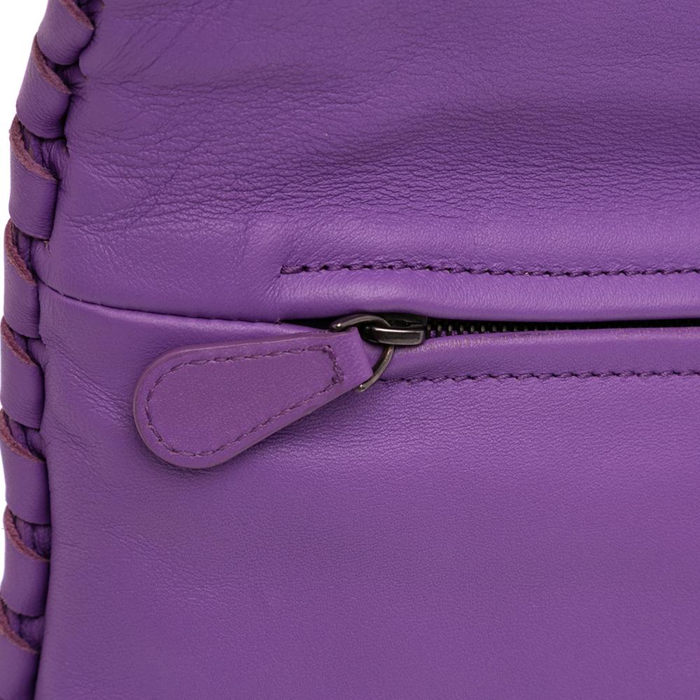 Bottega Veneta AB Bottega Veneta Purple Dark Purple Nappa Leather Leather Nappa Intrecciato Turn Lock Clutch Italy