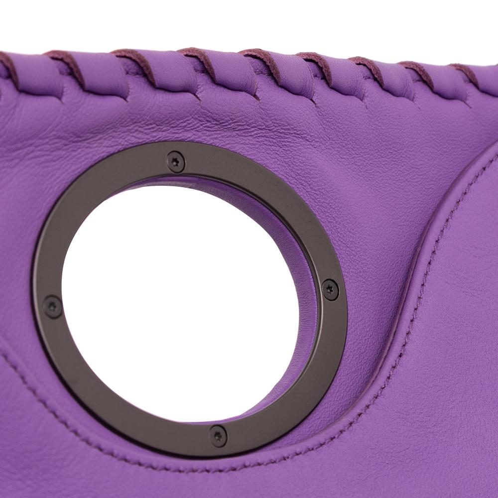 Bottega Veneta AB Bottega Veneta Purple Dark Purple Nappa Leather Leather Nappa Intrecciato Turn Lock Clutch Italy