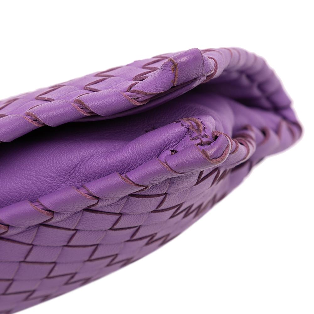 Bottega Veneta AB Bottega Veneta Purple Dark Purple Nappa Leather Leather Nappa Intrecciato Turn Lock Clutch Italy