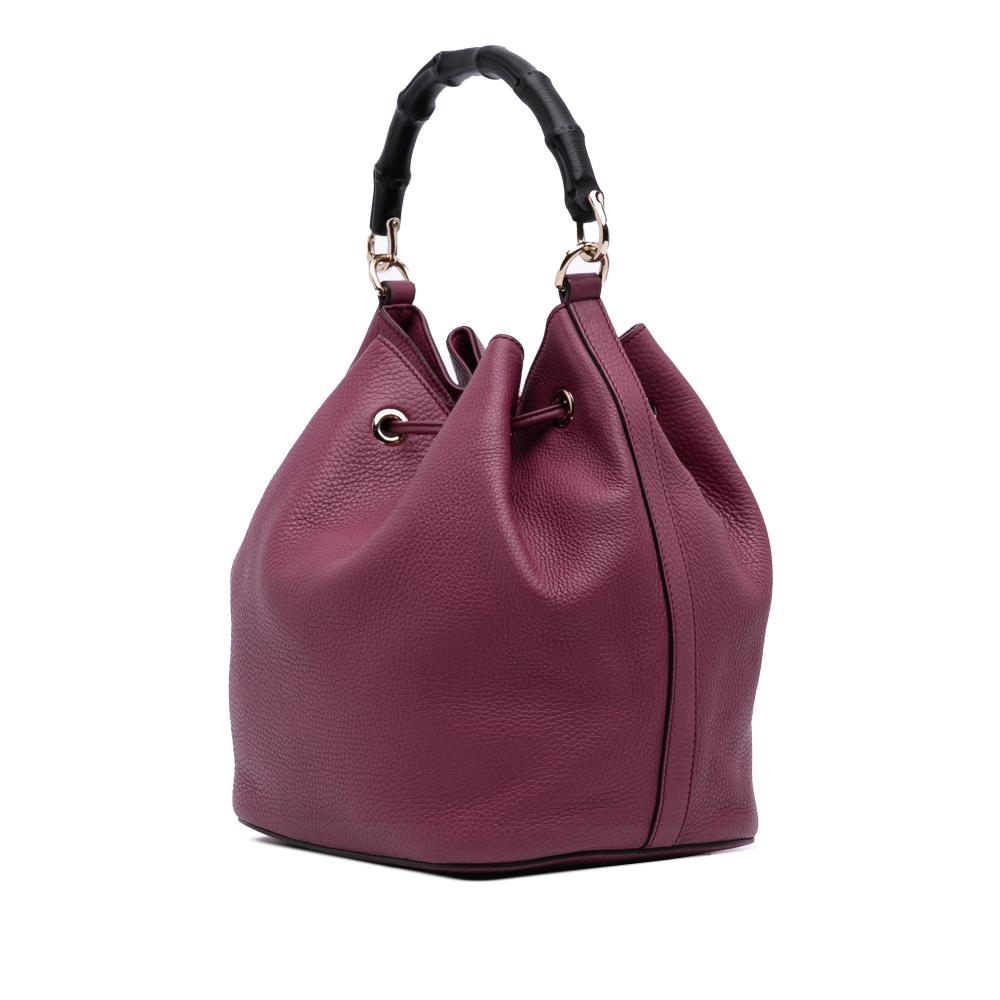 Gucci AB Gucci Purple Magenta Calf Leather Pebbled skin Miss Bamboo Bucket Bag Italy