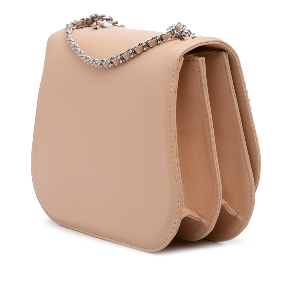 Chanel AB Chanel Brown Nude Calf Leather Small skin Braided Chic Flap France