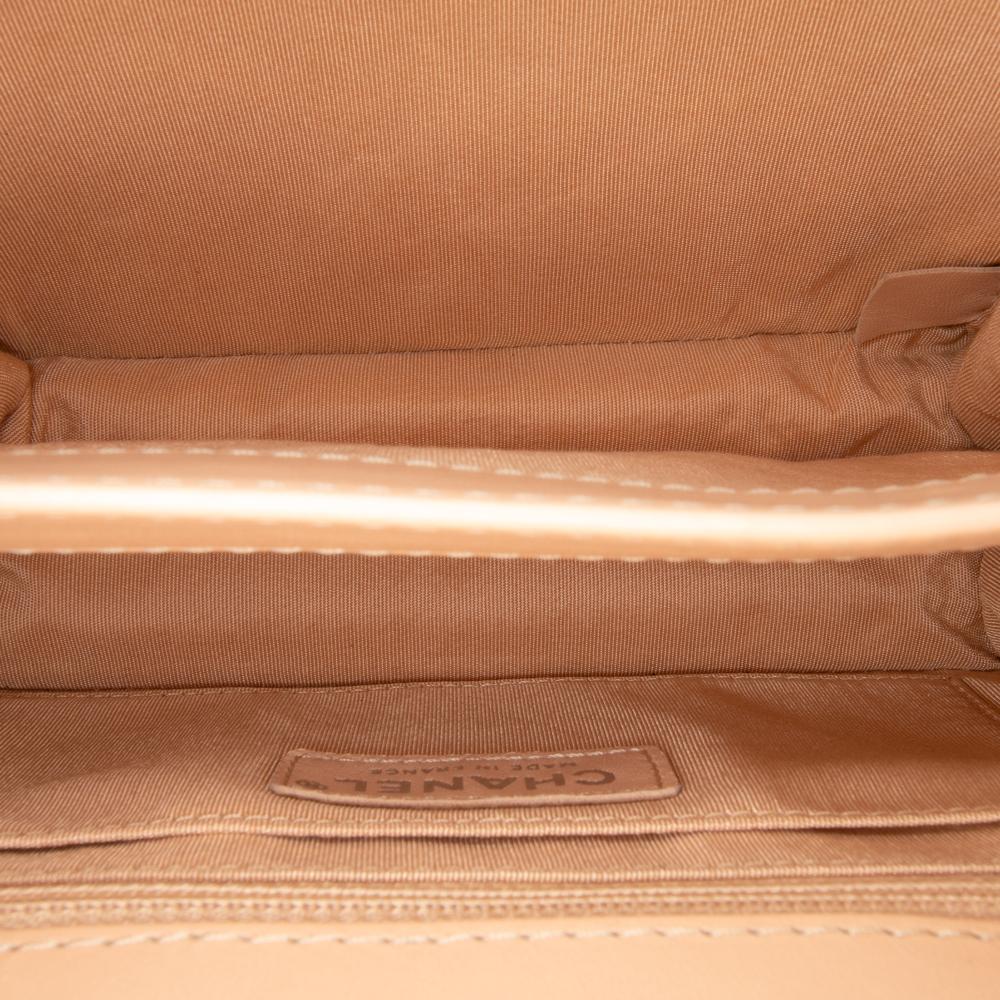 Chanel AB Chanel Brown Nude Calf Leather Small skin Braided Chic Flap France