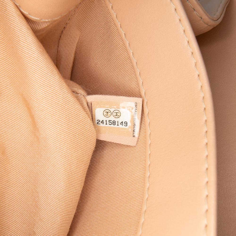 Chanel AB Chanel Brown Nude Calf Leather Small skin Braided Chic Flap France