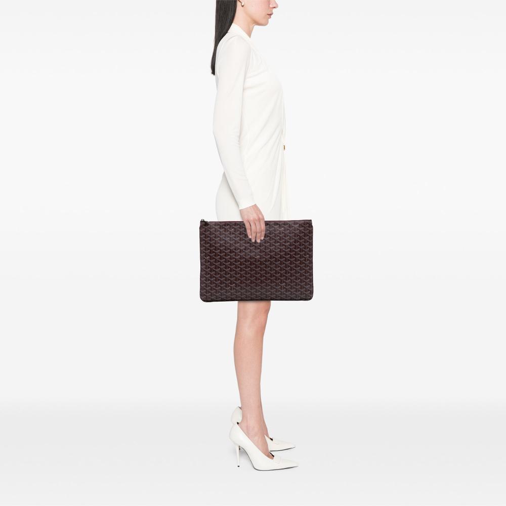 Goyard AB Goyard Red Burgundy Coated Canvas Fabric Goyardine Senat GM France