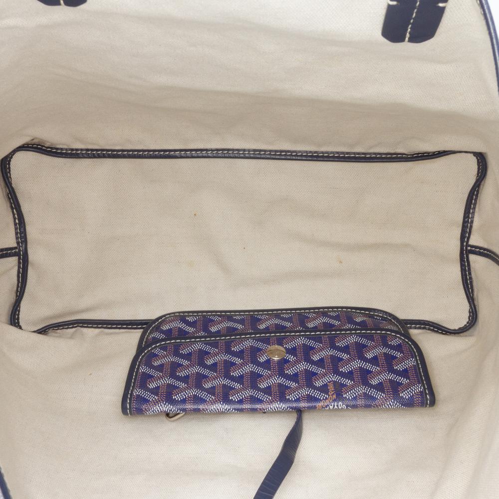 Goyard B Goyard Blue Dark Blue Coated Canvas Fabric Goyardine Saint Louis PM France