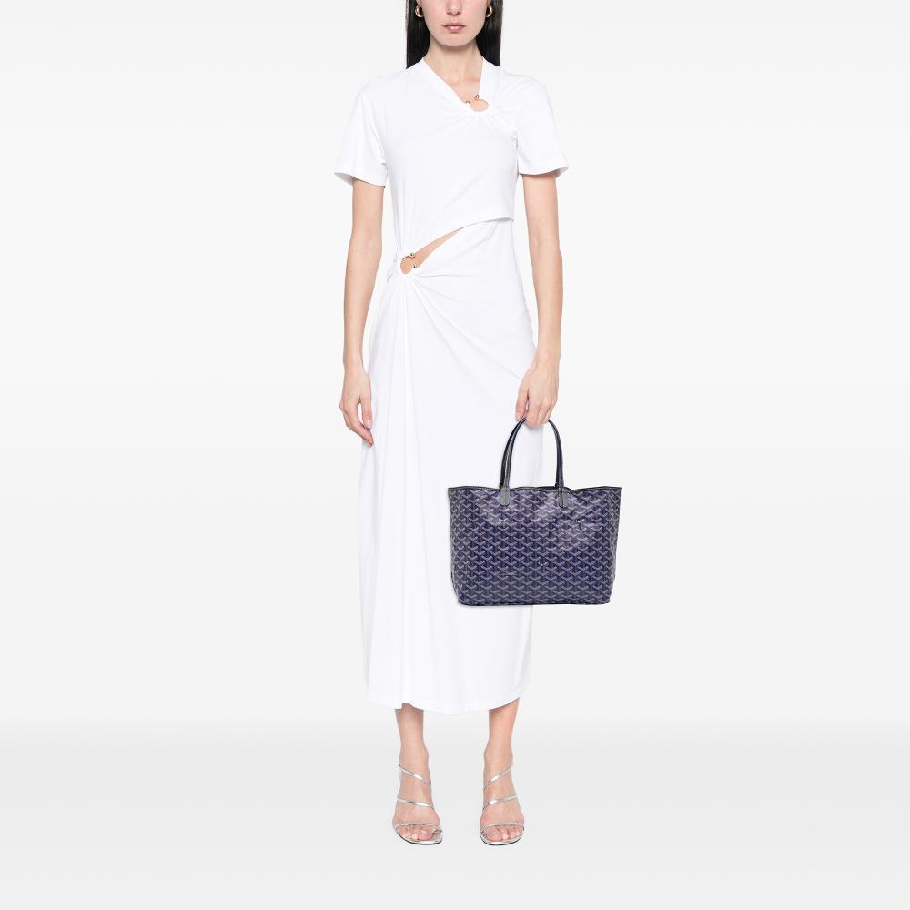 Goyard B Goyard Blue Dark Blue Coated Canvas Fabric Goyardine Saint Louis PM France