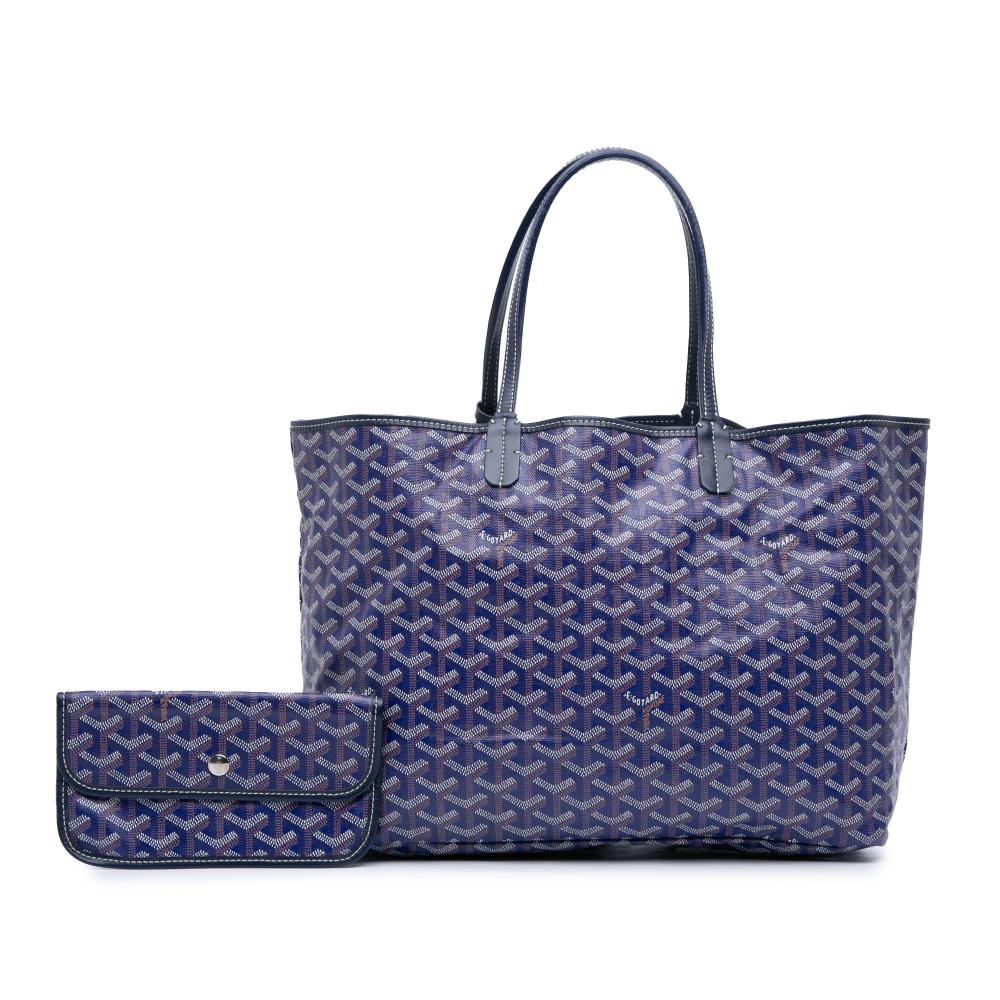 Goyard B Goyard Blue Dark Blue Coated Canvas Fabric Goyardine Saint Louis PM France