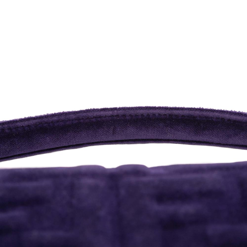 Fendi B Fendi Purple Dark Purple Velvet Fabric Zucca Embossed Baguette Satchel Italy