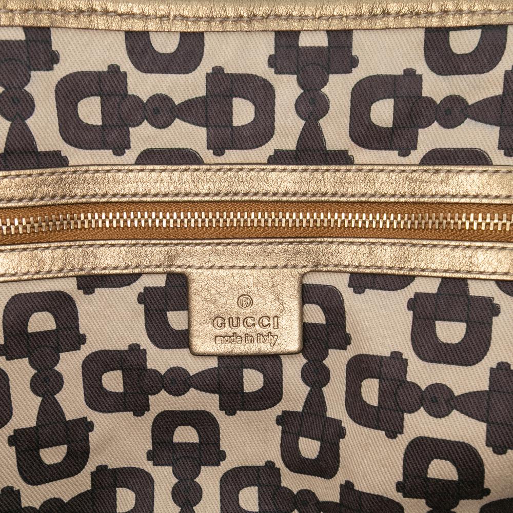 Gucci B Gucci Brown Beige with Gold Canvas Fabric Large GG Jolicoeur Tote Italy