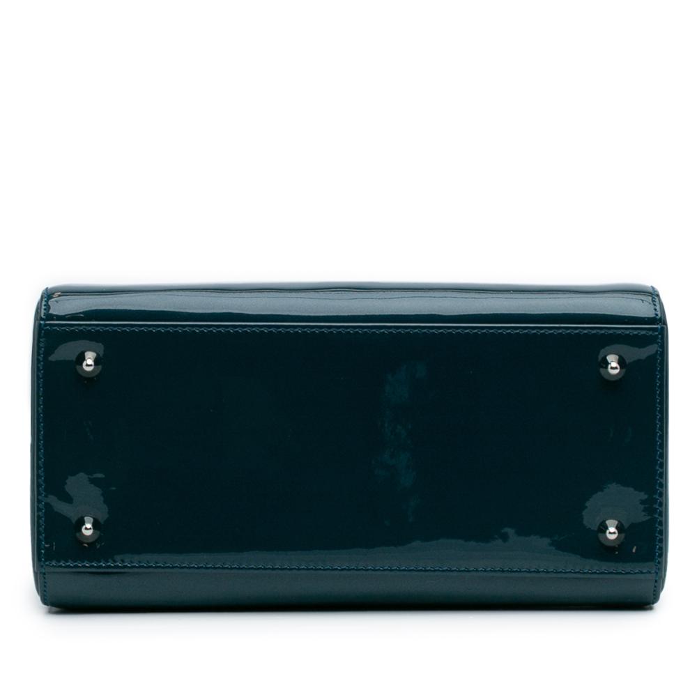 Christian Dior B Dior Blue Peacock Patent Leather Leather Medium Patent Lady Dior Italy