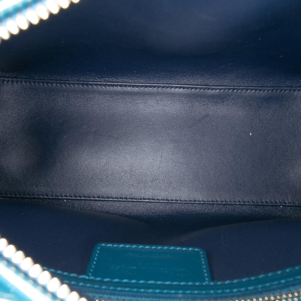 Christian Dior B Dior Blue Peacock Patent Leather Leather Medium Patent Lady Dior Italy