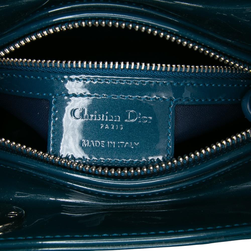 Christian Dior B Dior Blue Peacock Patent Leather Leather Medium Patent Lady Dior Italy