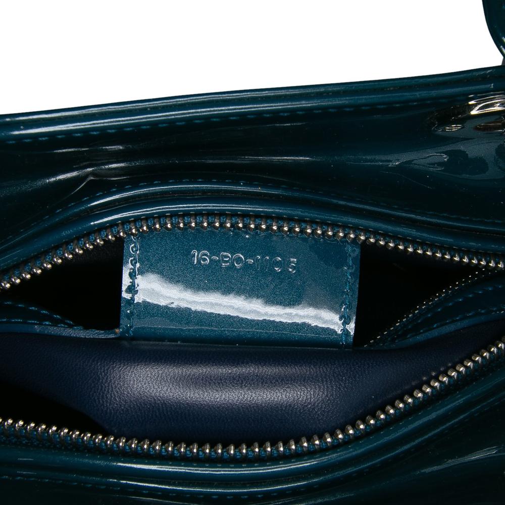 Christian Dior B Dior Blue Peacock Patent Leather Leather Medium Patent Lady Dior Italy