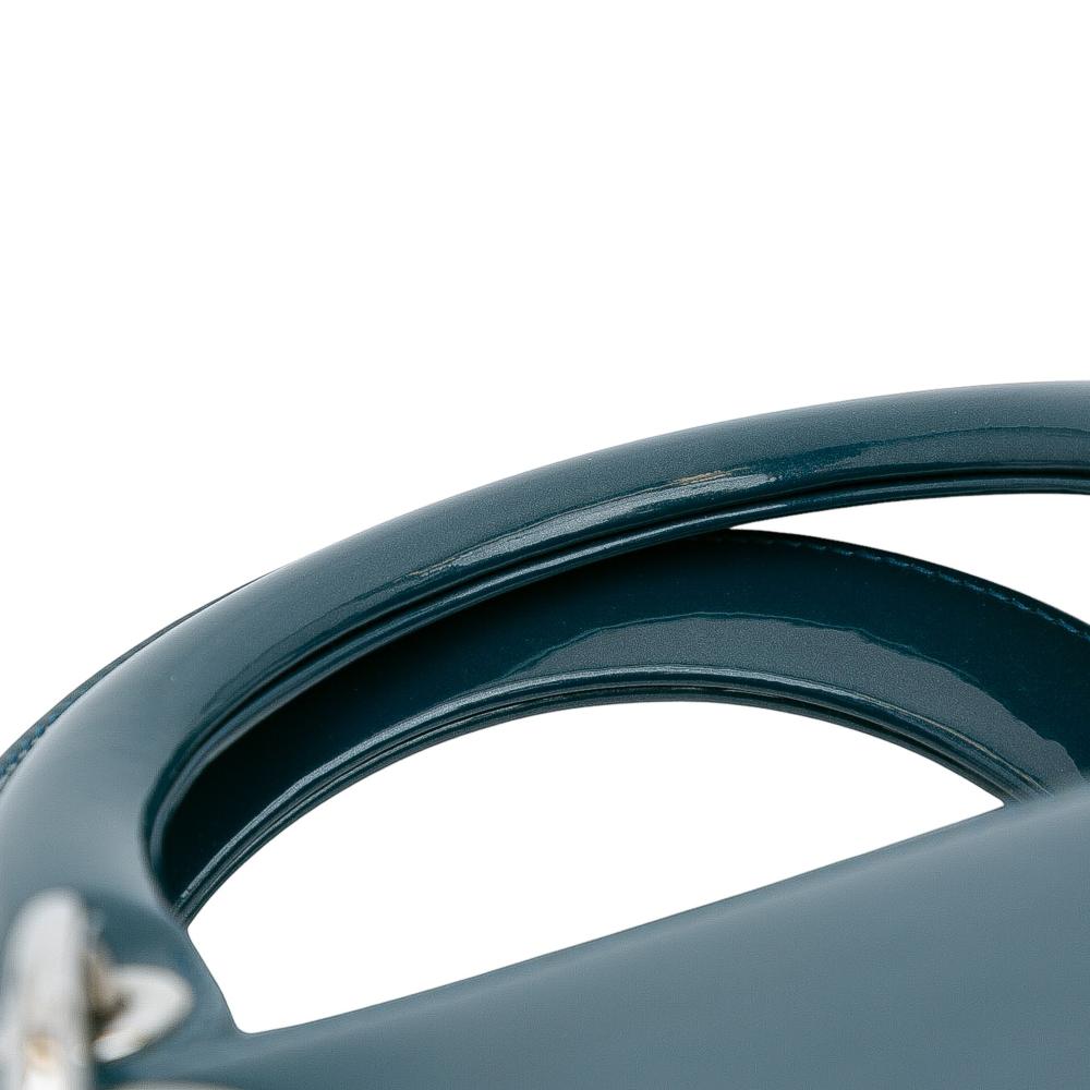 Christian Dior B Dior Blue Peacock Patent Leather Leather Medium Patent Lady Dior Italy