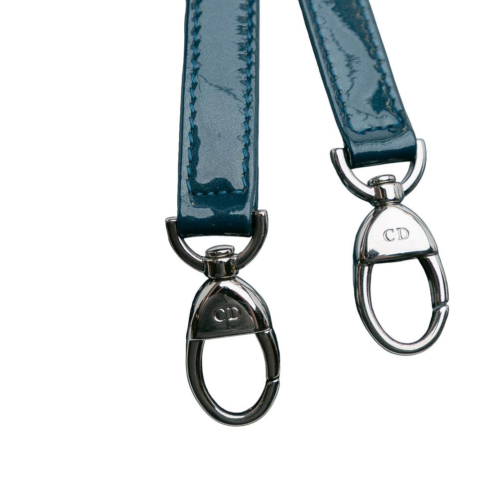 Christian Dior B Dior Blue Peacock Patent Leather Leather Medium Patent Lady Dior Italy