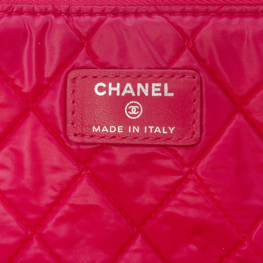 Chanel B Chanel Pink Hot Pink Lambskin Leather Leather Large Quilted Lambskin O Case Clutch Italy