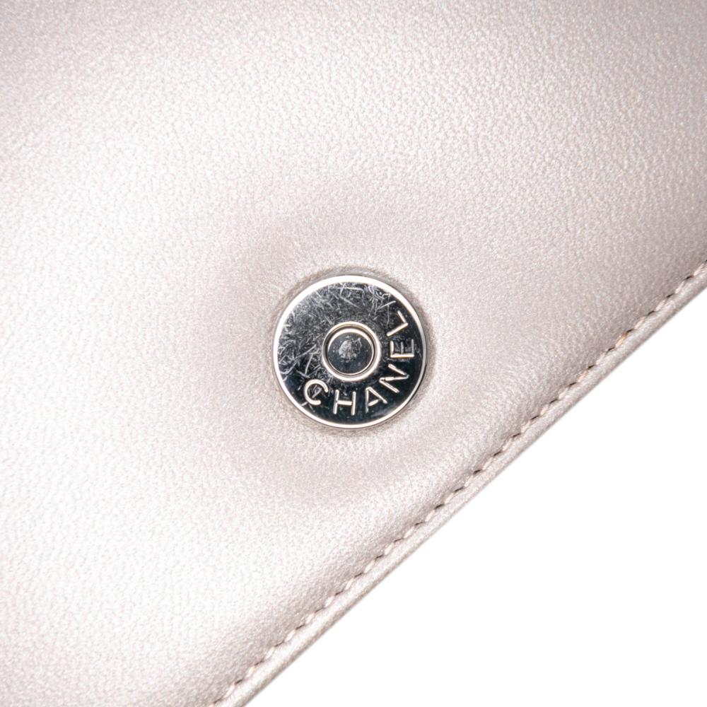 Chanel Gray Small Lambskin Chocolate Bar CC Piercing Studded Chain Flap Italy