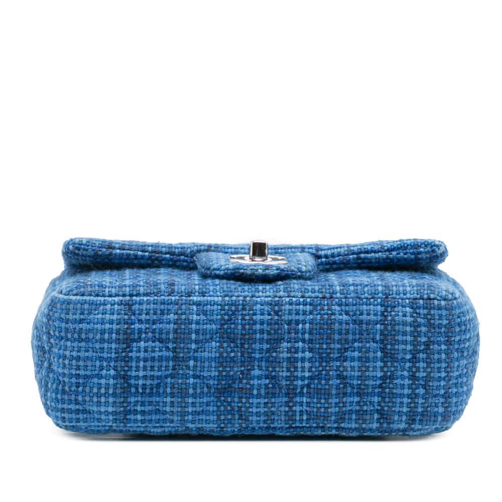 Chanel B Chanel Blue Tweed Fabric Mini Rectangular Classic Single Flap France