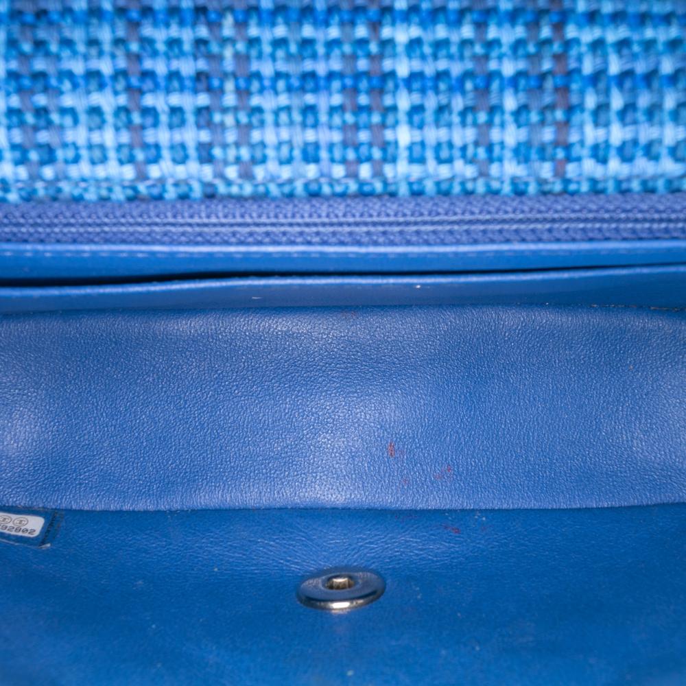 Chanel B Chanel Blue Tweed Fabric Mini Rectangular Classic Single Flap France