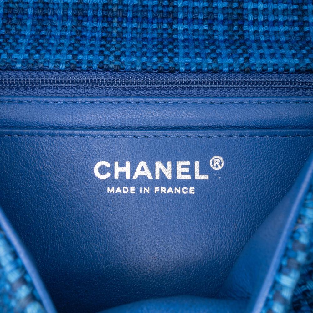 Chanel B Chanel Blue Tweed Fabric Mini Rectangular Classic Single Flap France
