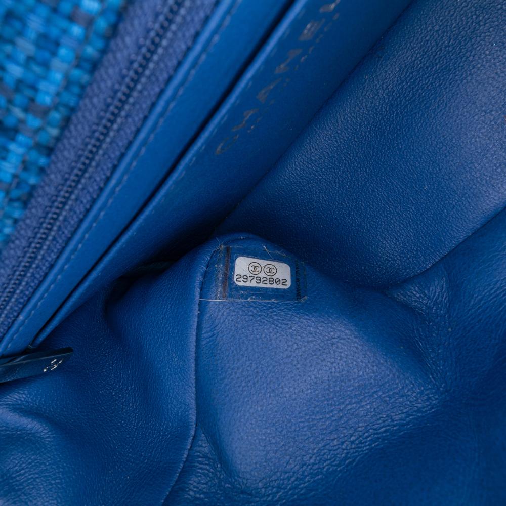 Chanel B Chanel Blue Tweed Fabric Mini Rectangular Classic Single Flap France